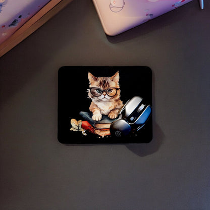 FARFIL Charming Feline on Books Mousepad: Add Playful Elegance to Your Workspace