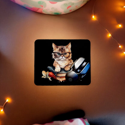 FARFIL Charming Feline on Books Mousepad: Add Playful Elegance to Your Workspace