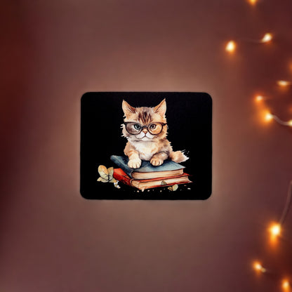 FARFIL Charming Feline on Books Mousepad: Add Playful Elegance to Your Workspace