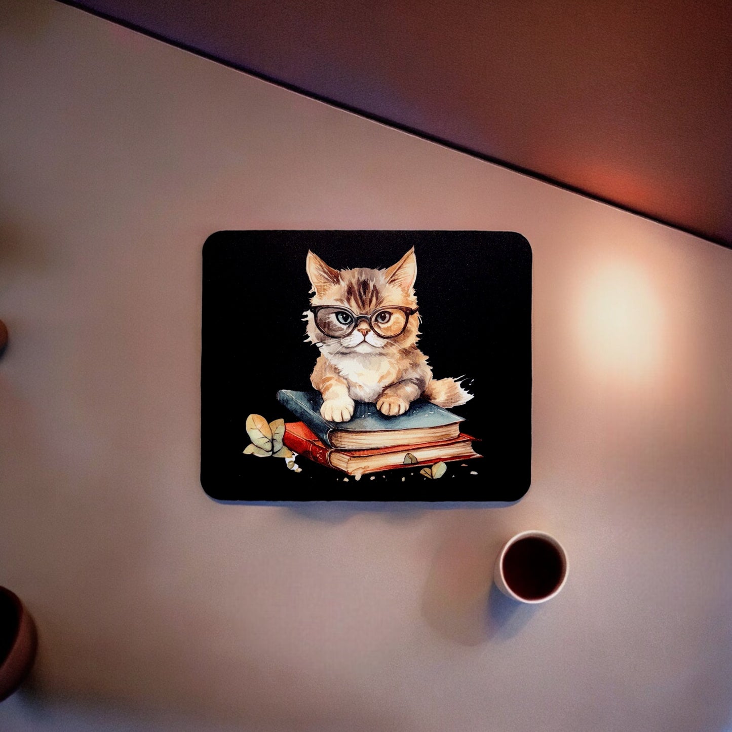 FARFIL Charming Feline on Books Mousepad: Add Playful Elegance to Your Workspace