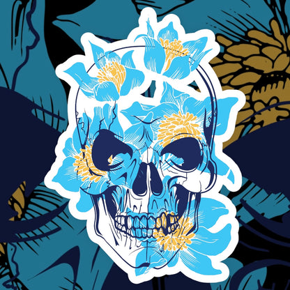 Flowers of Mortality: Skull and Floral T-Shirt Design