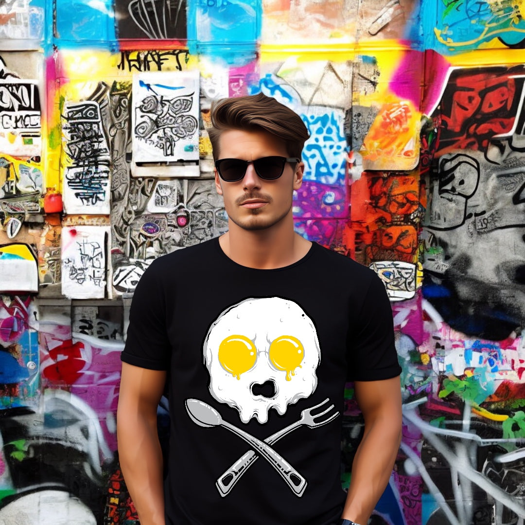 Skull, Crossbones, Spoon, and Fork T-shirt Design