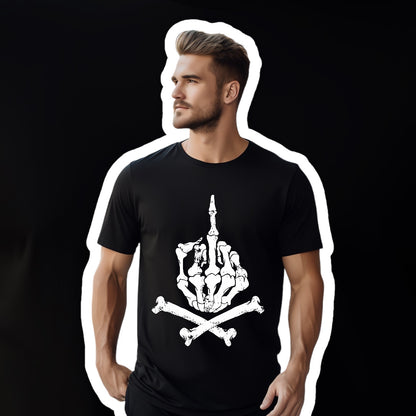 Skull Salute: Middle Finger T-shirt Design