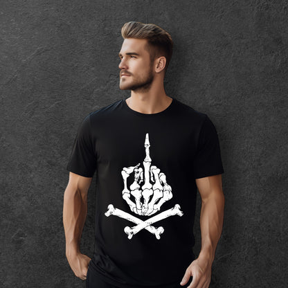 Skull Salute: Middle Finger T-shirt Design