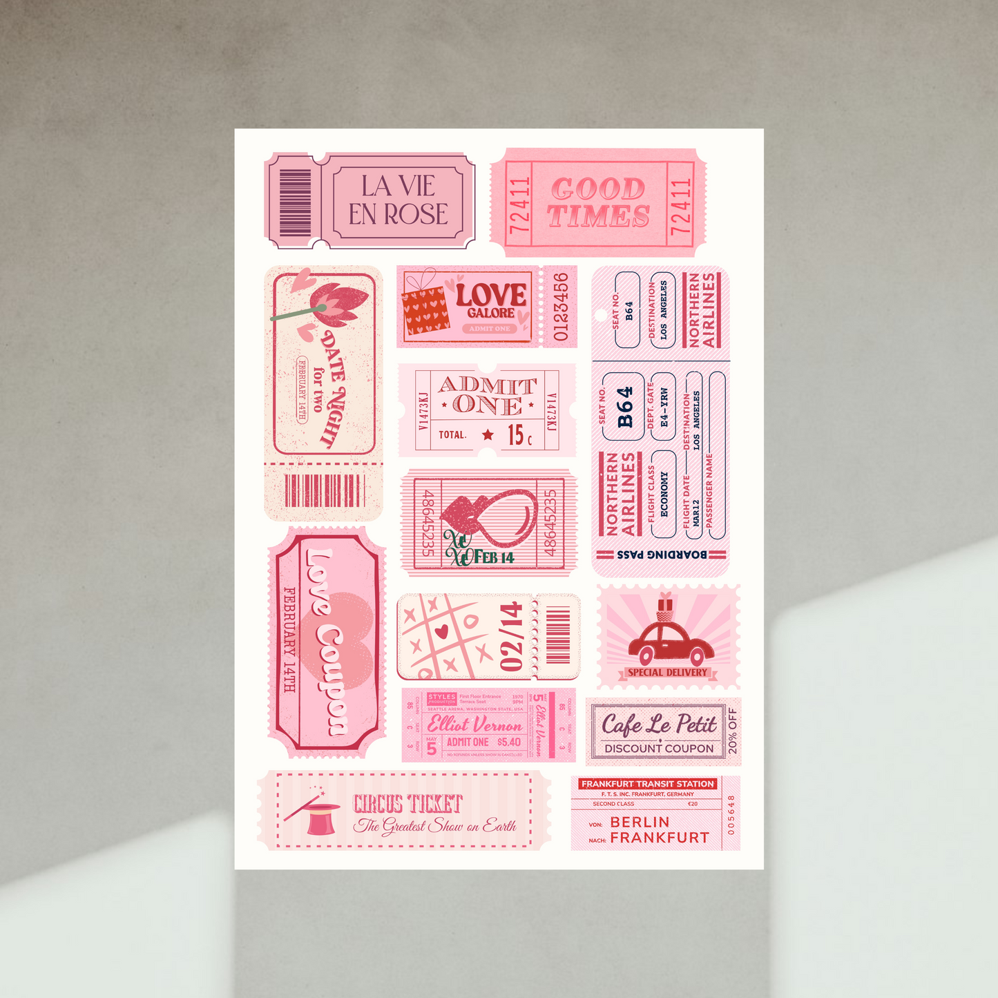 Vintage Pink Tickets: Collage Poster